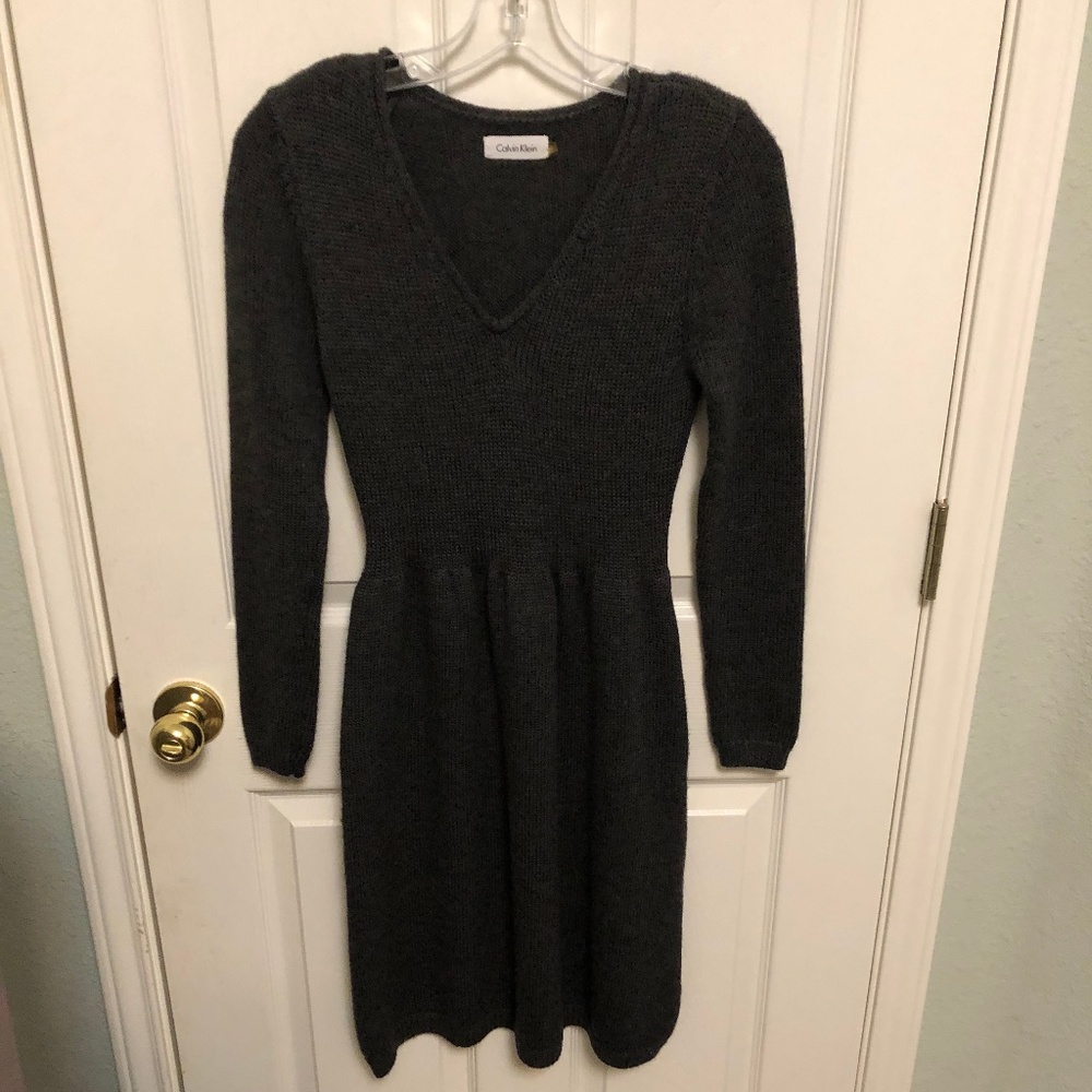 Calvin Klein Gray Wool Sweater Dress - XS